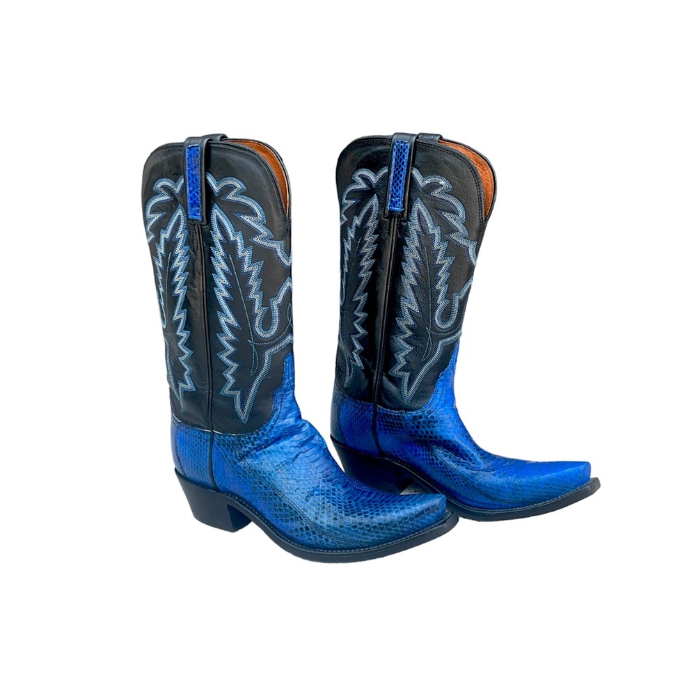 Lucchese blue snakeskin cowboy boots